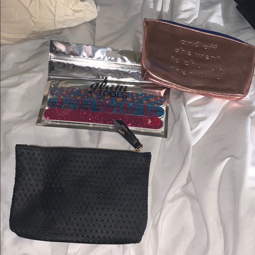 Makeup bags and nail files